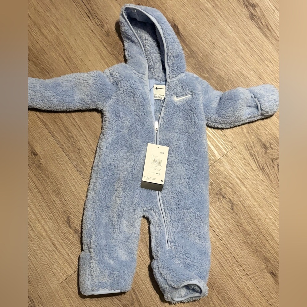 Nike Plush Light Blue Hooded Footie